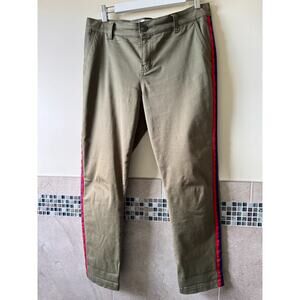 Current Elliott Olive Green Cotton Blend Tapered Leg Trousers Striped SZ 29 EUC